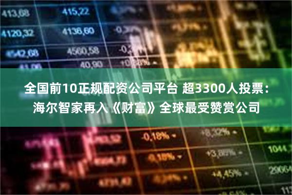 全国前10正规配资公司平台 超3300人投票：海尔智家再入《财富》全球最受赞赏公司