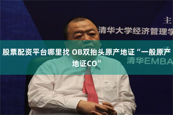 股票配资平台哪里找 OB双抬头原产地证“一般原产地证CO”