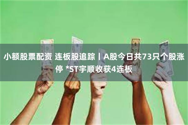 小额股票配资 连板股追踪丨A股今日共73只个股涨停 *ST宇顺收获4连板
