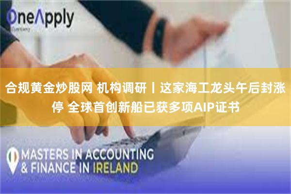 合规黄金炒股网 机构调研丨这家海工龙头午后封涨停 全球首创新船已获多项AIP证书