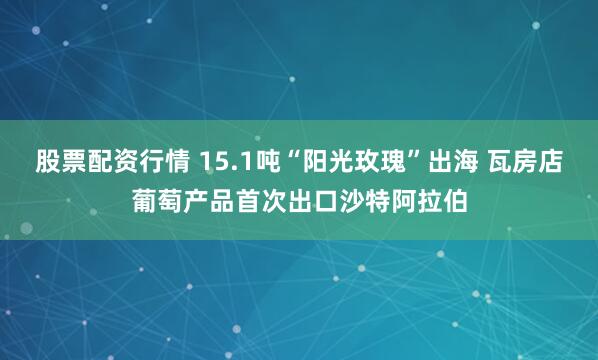 股票配资行情 15.1吨“阳光玫瑰”出海 瓦房店葡萄产品首次出口沙特阿拉伯