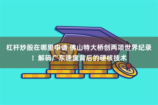 杠杆炒股在哪里申请 佛山特大桥创两项世界纪录!解码广东速度背后的硬核技术