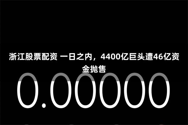 浙江股票配资 一日之内，4400亿巨头遭46亿资金抛售