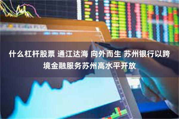 什么杠杆股票 通江达海 向外而生 苏州银行以跨境金融服务苏州高水平开放