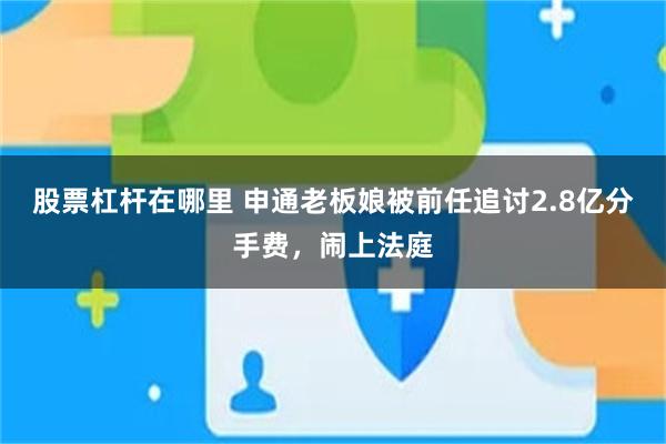股票杠杆在哪里 申通老板娘被前任追讨2.8亿分手费，闹上法庭