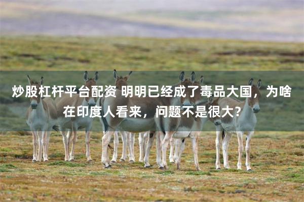 炒股杠杆平台配资 明明已经成了毒品大国，为啥在印度人看来，问题不是很大？