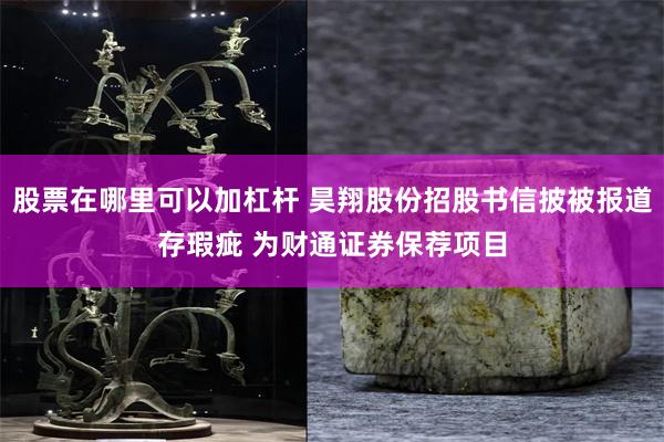 股票在哪里可以加杠杆 昊翔股份招股书信披被报道存瑕疵 为财通证券保荐项目